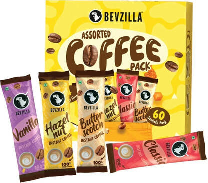 BEVZILLA INSTANT COFFEE POWDER - 60 SACHETS BOX, MAKES PREMIUM CUPS, 1