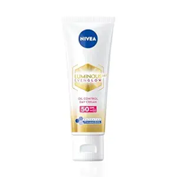 NIVEA Luminous Even Glow Oil Control Day Cream & Moisturizer For Face,Spf 50 With Uv Protection&UVA UVB Filters,Thiamidol,Hyaluronic Acid,Vitamin E For Dark Spots Reduction&Deep Moisturization,40Ml