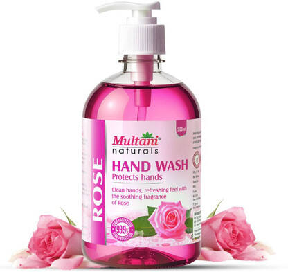 Multani Naturals Rose Hand Wash | 99.9% Germs Protection | Dermatologically Tested - Hand Wash Pump Dispenser(500 ml)
