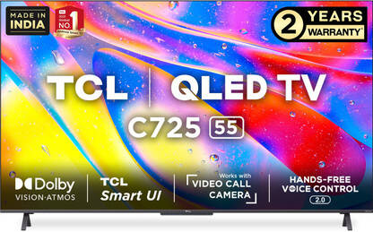 TCL C725 139 cm (55 inch) QLED Ultra HD (4K) Smart Android TV with Google Assistant(55C725)