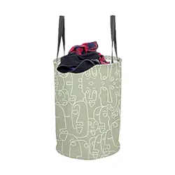 PrettyKrafts 45 LTR Foldable Laundry Basket for Clothes | Cotton Laundry Bag | Washing Clothes Storage Basket | Toy Storage Organizer | 36x36x45cm | Grey