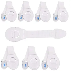 20 Pcs Drawer Lock for Baby Safety, Child Safety Locks for Drawers, Drawer Lock with Push Button & Nylon Strap, Door Lock for Kids Safety for Cabinet Drawer Fridge, Furniture Latch with 3M Adhesivew