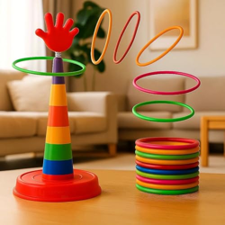 GRAPHENE 2 in 1 Ring Toss Game Toy for Kids Boy Girl Stacking Indoor Outdoor Target Throw Colour Recognition Mini Brain Development Educational Fun Learning Activity Toy Set Gift for 1-5 Years