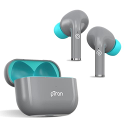 pTron Bassbuds Neo TWS Earbuds, HD Mic & TruTalk AI-ENC Calls, Immersive Sound, Game/Music Modes, 35H Playtime, in-Ear Bluetooth 5.3 Headphones, Type-C Fast Charging & IPX5 Water Resistant(Smoke Grey)