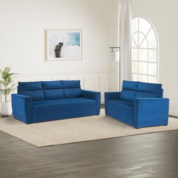 AMAZON BRAND - SOLIMO ARITRAN 5 SEATER FABRIC SECTIONAL SOFA (BLUE)
