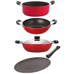Nirlon Non Stick Aluminium Cookware Essential Giftset with Bakelite Handle, CT12_KD11_DKD(M)_CS24