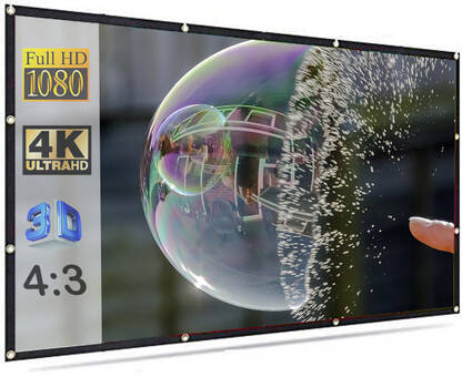 Moiz 120 Inch Projector Screen (Foldable) 8 x 6 Feet 4:3 Ratio 3D UHD Supported Design 121 Projector Screen (Width 244 cm x 183 cm Height)