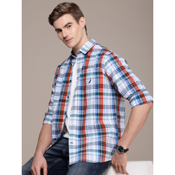 Nautica Pure Cotton Classic Seersucker Checked Casual Shirt