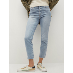 MANGO Women Blue Slim Fit High-Rise Clean Look Sustainable Stretchable Crop Jeans