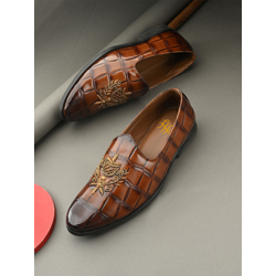 House of Pataudi Men Woven Designed Casual Loafers