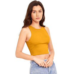 Selvia Women Ribbed Sleeveless Tank Crop Top
