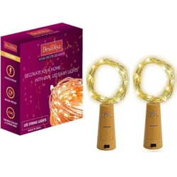 Desidiya Bottle Lights with Cork, Mini Copper Wire, 24 LED Battery Operated String Decorative 200cm Fairy Light DIY Festive Decor for Diwali Wedding Party Decoration - Pack of 2 (Warm White)