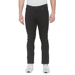 Spykar Mens Cotton Black Solid Jeans