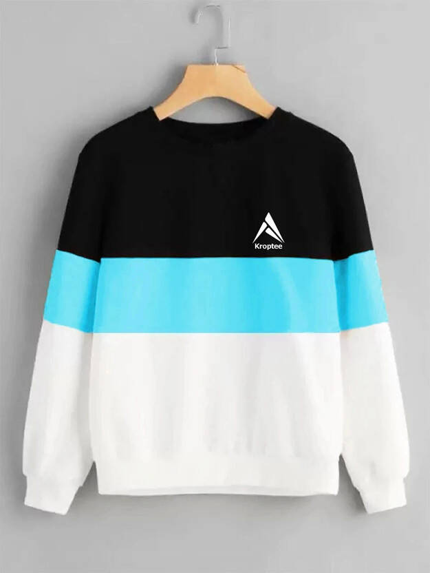 Kroptee Men Colorblock Round Neck Pure Cotton Multicolor T-Shirt