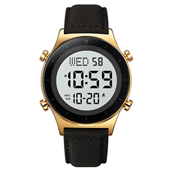 SKMEI Multifunctional Casual Watch for Men Digital Display White Dial Zinc Alloy Men's Leather Black Color Stylish Band, Water-Resistant & Scratch-Resistant-2079