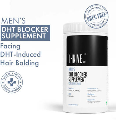 ThriveCo Mens DHT Blocker Supplement | Drug-Free | Controls DHT & Supports Regrowth(30 Capsules)