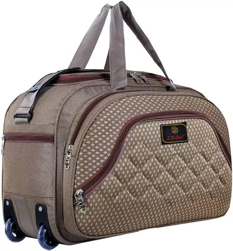 SAKSHI FASHION 60 L Strolley Duffel Bag - Fabric Travel Duffel Bags for Men and Women - Brown - Large Capacity