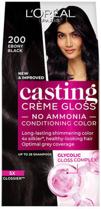 L'Oral Paris Casting Creme Gloss With Glycolic Gloss Complex , 200 Ebony Black