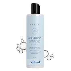 Arata Anti-Dandruff Shampoo - 200ml | With Neem, Tea Tree Oil & Piroctone Olamine | Up to 100% Dandruff Reduction | Soothes Flaky Scalp | For Dry, Frizzy Hair | For Men & Women | For All Hair Types