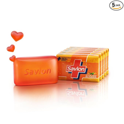 Savlon Moisturizing Glycerin soap bar with germ protection, Pack of 5-