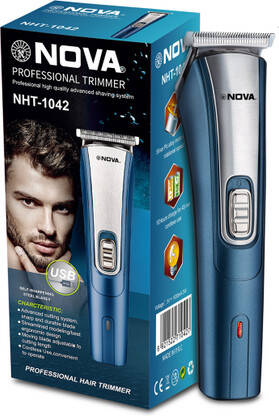 NOVA NHT 1042 USB Trimmer 60 min  Runtime 5 Length Settings(Blue, Silv