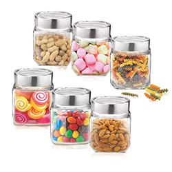 SITOVI Premium Qube Glass Jars  2 x 580ml Airtight Containers | Stylish, Stackable, Transparent Kitchen Storage for Dry Fruits, Pulses, Snacks