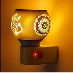 ARABEX Glass Kapoor Dani, Electric Camphor Diffuser Ganesh Ji Om Electic Camphor Burne, |Multipurpose Incense Aroma Dhoop Dani|Camphor Burner Diffuser,Electrical Night Lamp for Office, Home Pack 1
