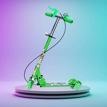 Keekos Scooter for Kids 3 Wheel Foldable Kick Skating Cycle with Brake Bell LED-Wheel(Green)