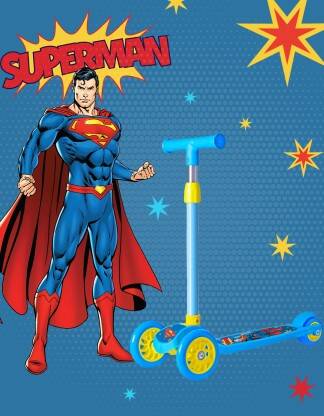 Miss & Chief Superman - 3 Wheel Scooter for Kids, Lightweight|Foldable & Adjustable Height(Blue)