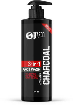 BEARDO Activated Charcoal Anti-Pollution for Deep Pore Cleaning, 200ml | Removes Dirt & Impurities | Suitable for Acne Prone Skin | For Men Face Wash(200 ml)