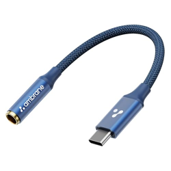 Ambrane Type C to 3.5mm Audio Jack Converter with DAC Headphone Adapter, Connector Cable for iPhone 16/15 Series, Samsung, OnePlus, Google Pixel, Laptops, Other Devices (AOTG-CX3, Blue)