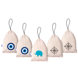 Haka Camphor Pouch 100% Pure Camphor | Multipurpose Natural Chemical Free Air Freshener for Car, Wardrobe, Bathroom & Room | Eco-Friendly Aroma Bag (Pack of 5, Natural)