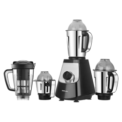 Bajaj Military Series Evoque 1000 W Mixer Grinder With 4 Jars (3 Stainless Steel Jars + 1 Fruit Filter Jar) | DuraCut Blades | Military Grade Jars | Unbeatable Toughness | 2 Yrs WarrantyJet Black