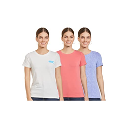 Amazon Brand - Symbol Women's Regular T-Shirt (SYM-AW22WTE-003_Rose,White,Violet_S)