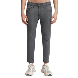 Highlander Mens Tapered-Fit Mid-Rise Jeans | Clean & Polished Look | Structured Comfort | Everyday Style Grey