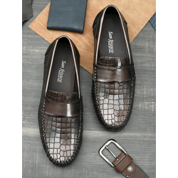 San Frissco Men Copper-Toned Printed Loafers