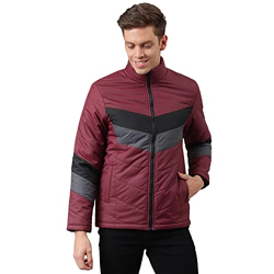 Dennis Lingo Mens Colorblocked Long-Sleeve Regular Fit Puffer Jacket - Waterproof, Lightweight, Casual Winterwear for Men (Red) (Small)