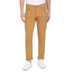 U.S. POLO ASSN. Men's Solid Brandon Regular Fit Mid Rise Casual Trousers (USTROO0269_Khaki_32)