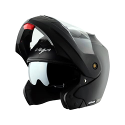 VEGA Crux Dual Visor Flip Up Motorcycling Helmet Black-L, Large