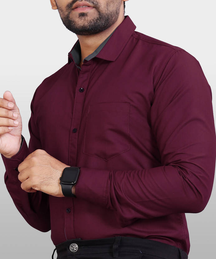 VeBNoR Men Regular Fit Solid Button Down Collar Formal Shirt