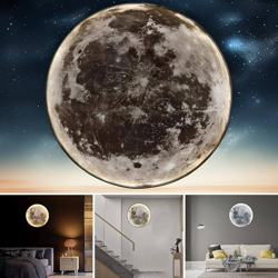 One94Store Metal 3D Moon LED Wall Lamp Modern Art Deco Lighting 3 Color Changing Indoor Wall Mounted Celling Light Wall Sconce Moon Lights for Living Room Bedroom Hallway, Corded Electric (400 MM)
