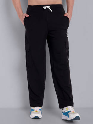 GO DEVIL MEN REGULAR FIT BLACK COTTON BLEND TROUSERS