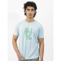 RARE RABBIT MEN AKRO TYPOGRAPHY PRINTED COTTON SLIM FIT T-SHIRT