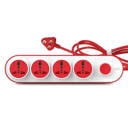 GM10 Amp Extension Board with 2 Metre Heavy Duty Copper Extension Cord  4International Sockets, Master Switch, LED Indicator with Safety Shutter | GM 3257