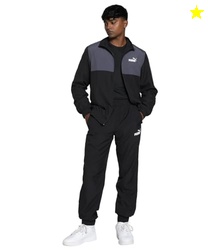 PUMA MENS WOVEN COLORBLOCK SPORTS SUIT, BLACK, S (68189701)