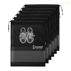 Cockatoo Shoe Pouch for Travel & Storage, Women & Men, Travelling Shoe Organizer Bag - Pack of 6, Black, (13 x 17.32 Inch)