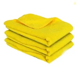 TANTRA Microfiber Cloth - 3 pcs - 40x40 cms - 340 GSM Yellow- Thick Lint & Streak-Free Multipurpose Cloths - Automotive Microfibre Towels for Car Bike Cleaning Polishing Washing & Detailing