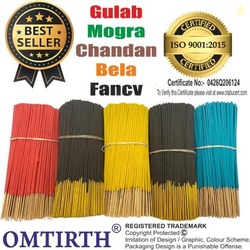 Omtirth INCENSESTICK COMBO SET OF 5 400gm GULAB, MOGRA, CHANDAN, BELA,