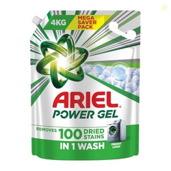 Ariel Power Gel Liquid Detergent for Front Load  4kg | Removes 100 Dried Stains in 1 Wash | Faster Dissolving | Long-Lasting Fragrance | Color Protection | At the price of Powders