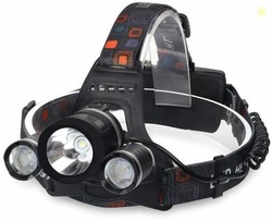 Care 4 3 BULB LED Head Lamp Flash Light Torch for Camping Trekking Caving Hiking Reading Running with Adjustable Rechargeable Battery Torch(Black, 8 cm, Rechargeable)